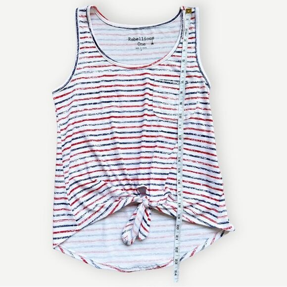 Rebellious One Sleeveless Striped Tie Front Lightweight Tank Top Shirt. Small. - Picture 7 of 9